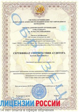Образец сертификата соответствия аудитора №ST.RU.EXP.00006191-3 Горно-Алтайск Сертификат ISO 50001